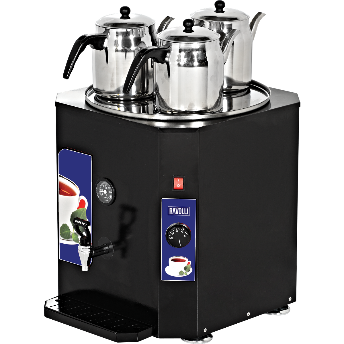 Çay Makinesi Üç Demlikli 350 Bardak -  RVL.DCY.350