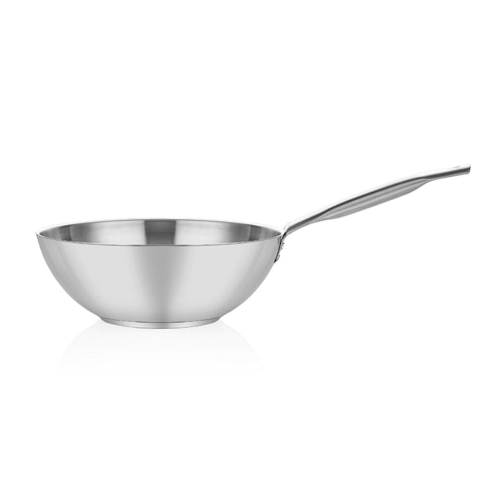 Çelik Wok Tava - Paslanmaz Sap 28 CM A 107WK 28