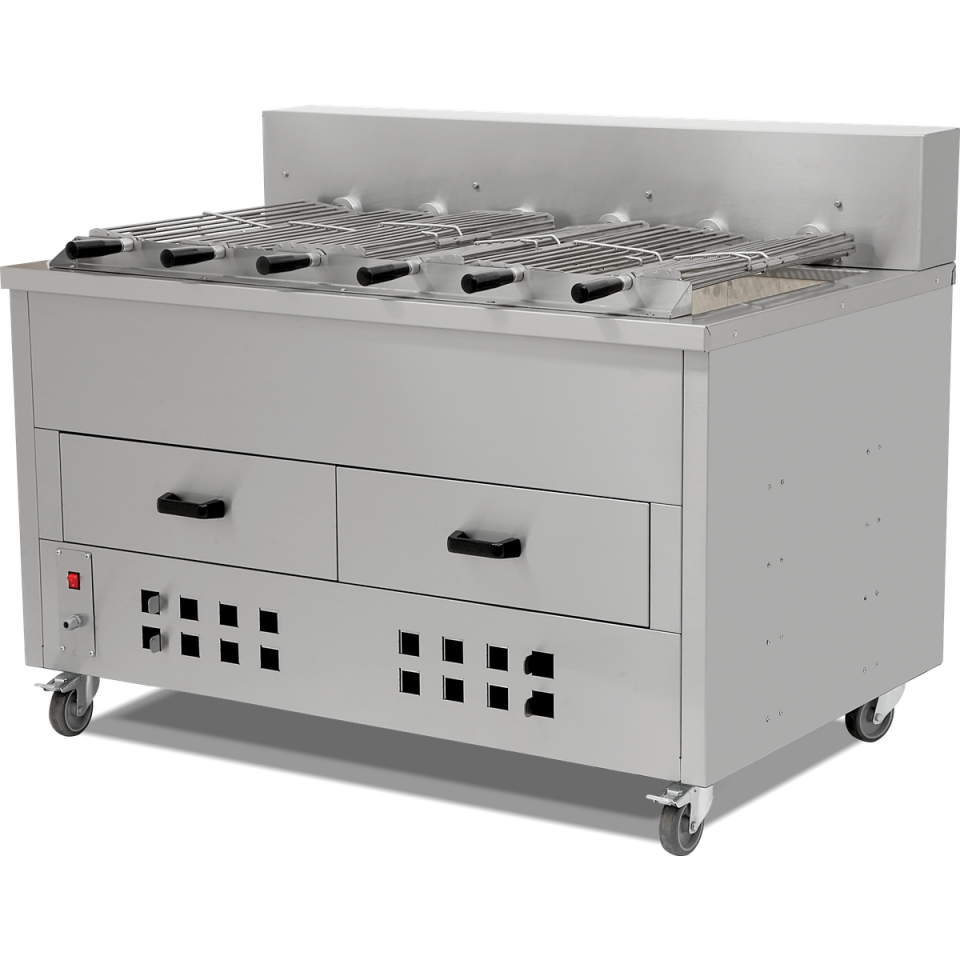 Yatay Piliç Kızartma Makinesi Kömürlü 8 Şişli - RVL.8YI