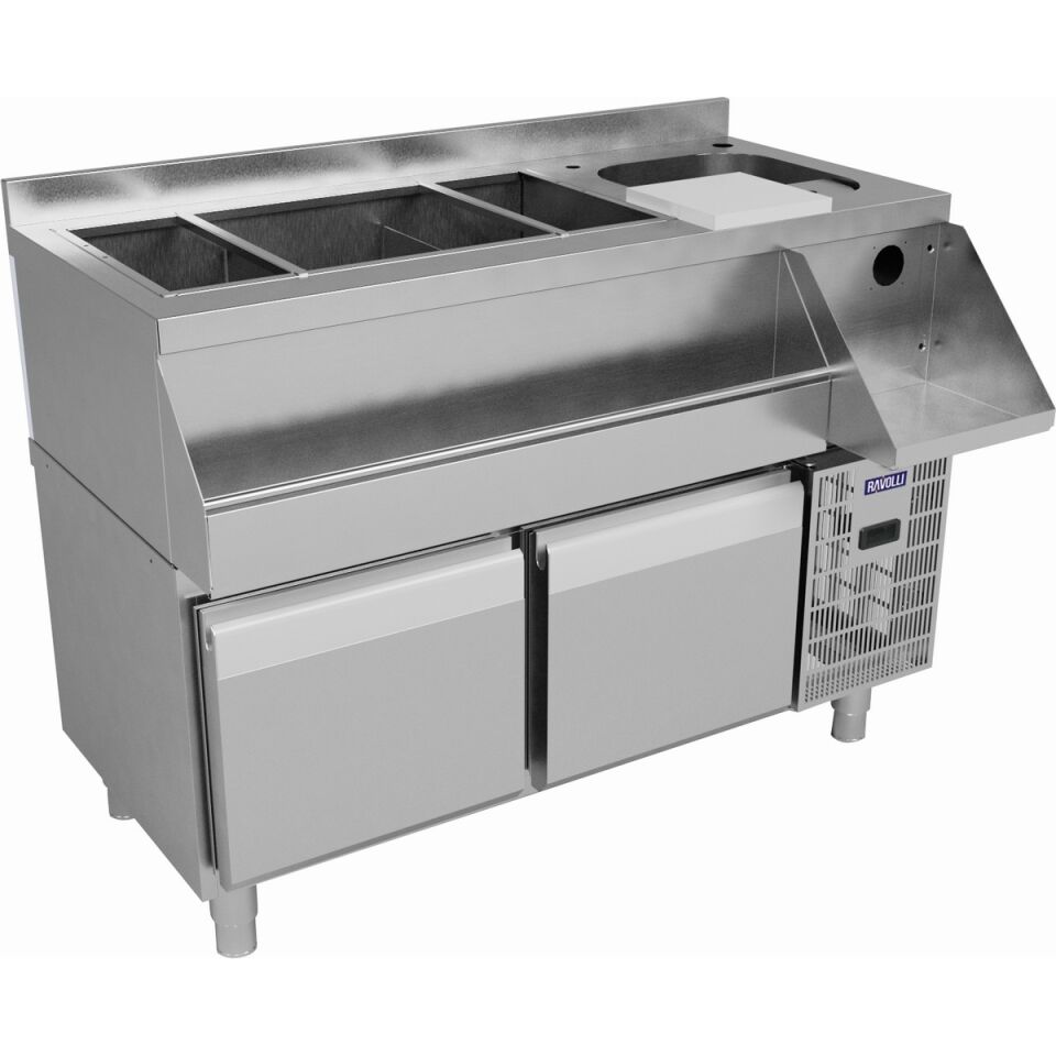 Kokteyl Tezgahı Set Altı Derin 2 Çekmeceli Buzdolaplı  - RVL.120.60.01-S-T-C