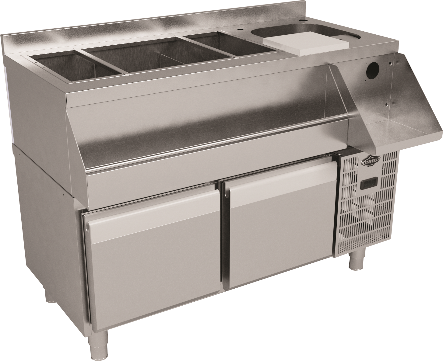 Kokteyl Tezgahı Set Altı Derin 2 Çekmeceli Buzdolaplı  - EMP.120.60.01-S-T-C