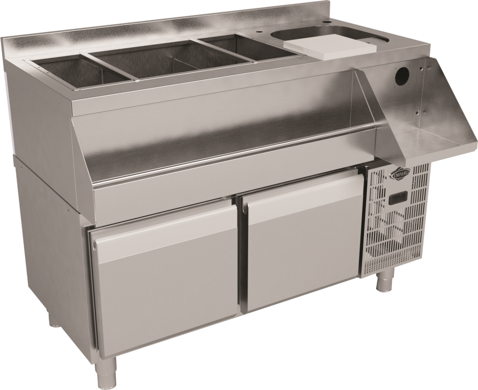 Kokteyl Tezgahı Set Altı Derin 2 Çekmeceli Buzdolaplı  - EMP.120.60.01-S-T-C